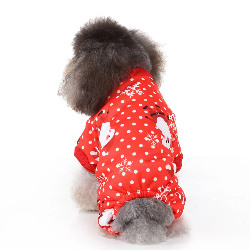 

Pet Party Clothes Christmas Santa Snow Pattern Warm Dog Clothes Size Xl Comfortable Durable for Walking Jogging Photo Shoot