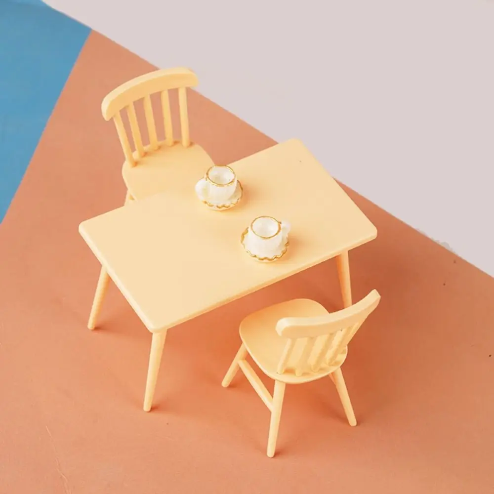 1 Set Simulation Miniature Table and Chair Model Plastic Detailed Dollhouse Scene Ornament Mini Toys for Kids Dollhouse Scene