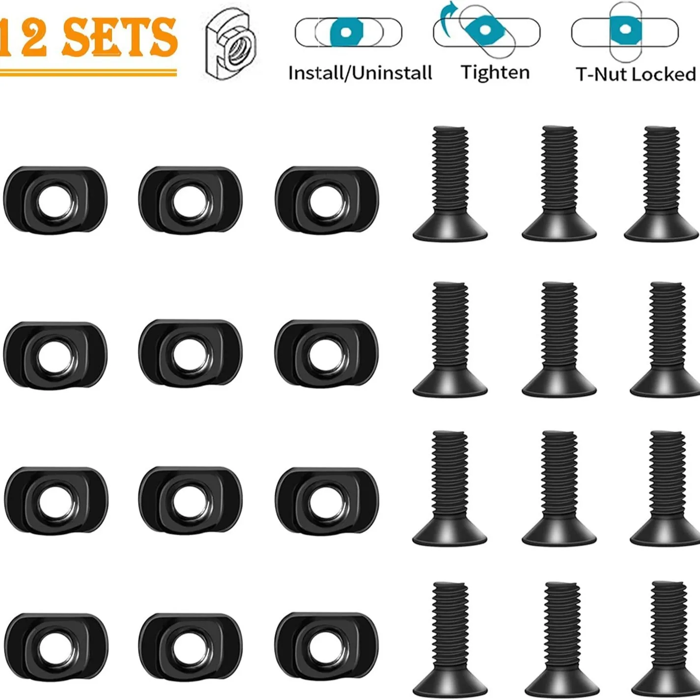 12sets/pack MLOK M-LOK Screw And T Nut Replacement Set
