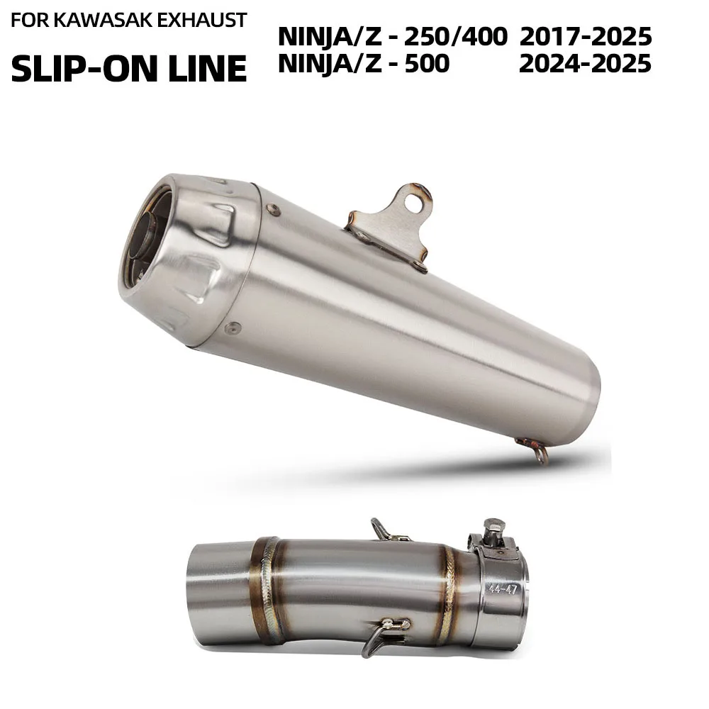 

Z250 Exhaust muffler For Kawasaki Ninja 250/400/500 Z250 Z400 Z500 2017-2026 Motorcycle Exhaust adapter middle link pipe kit