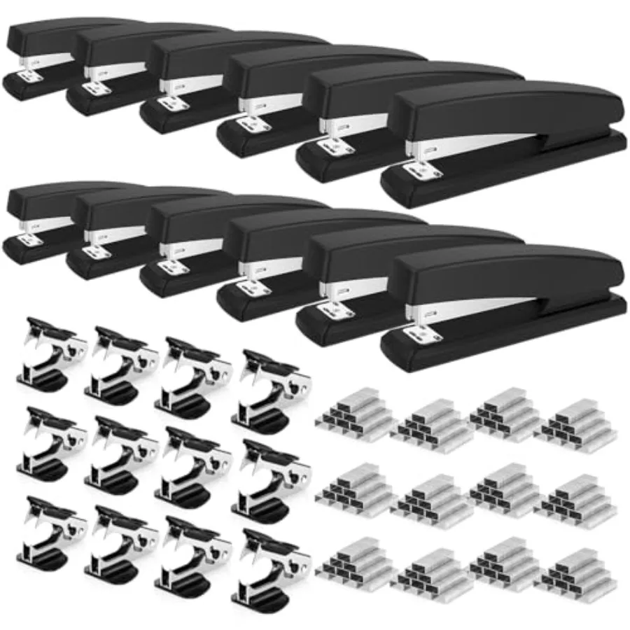 

Stapler 12 Pack Staplers with 12000 Staples and 12 Staple Removers Staplers for Desk 25 Sheet Capacity