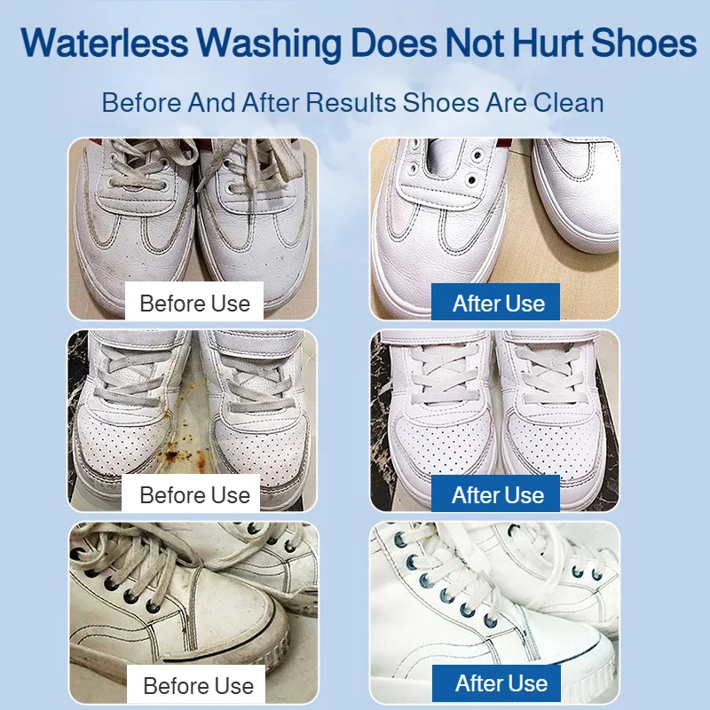 Portable Shoe Cleaner Gentle Cleaning Waterless Stain Remover Foam White Shoe Cleaner