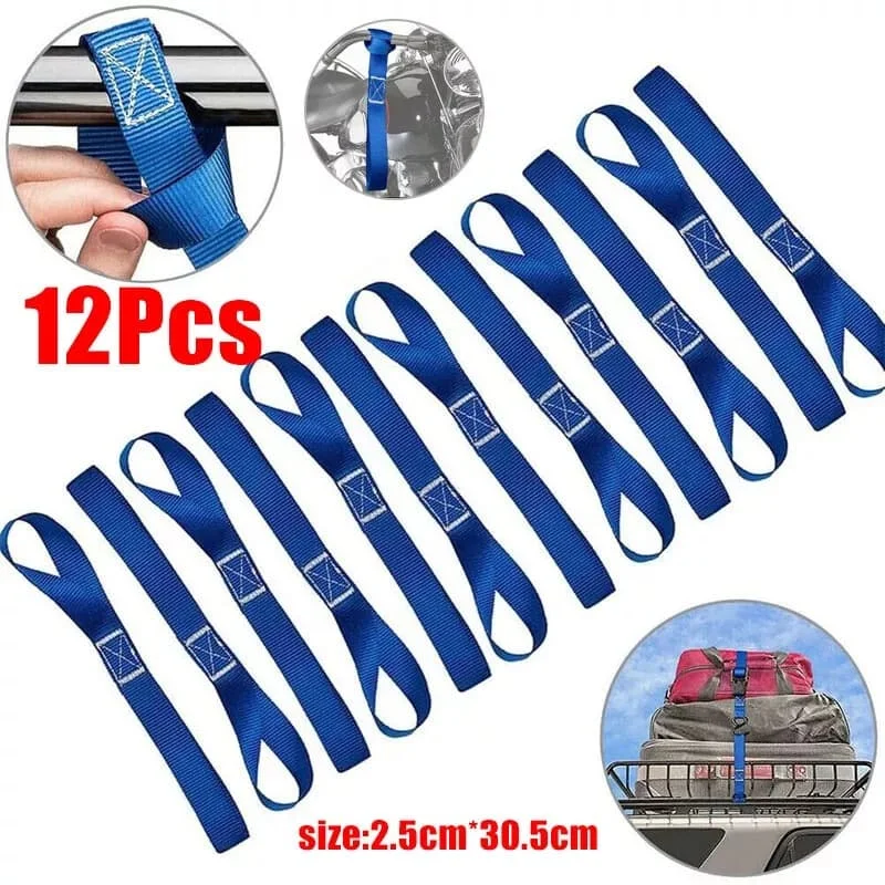 

12pcs Universal Car Luggage Straps Motorcycle Soft Cycle Transport Straps Box Securing Straps Fastening Ropes 2.5 X 30 Cm
