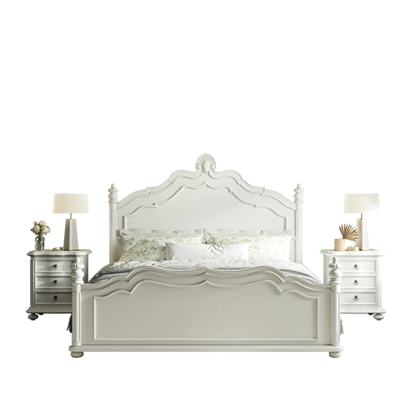 Letto matrimoniale piuttosto elegante Letto di lusso leggero in stile francese Princess Comferter Cama Box Casal Furniture Home