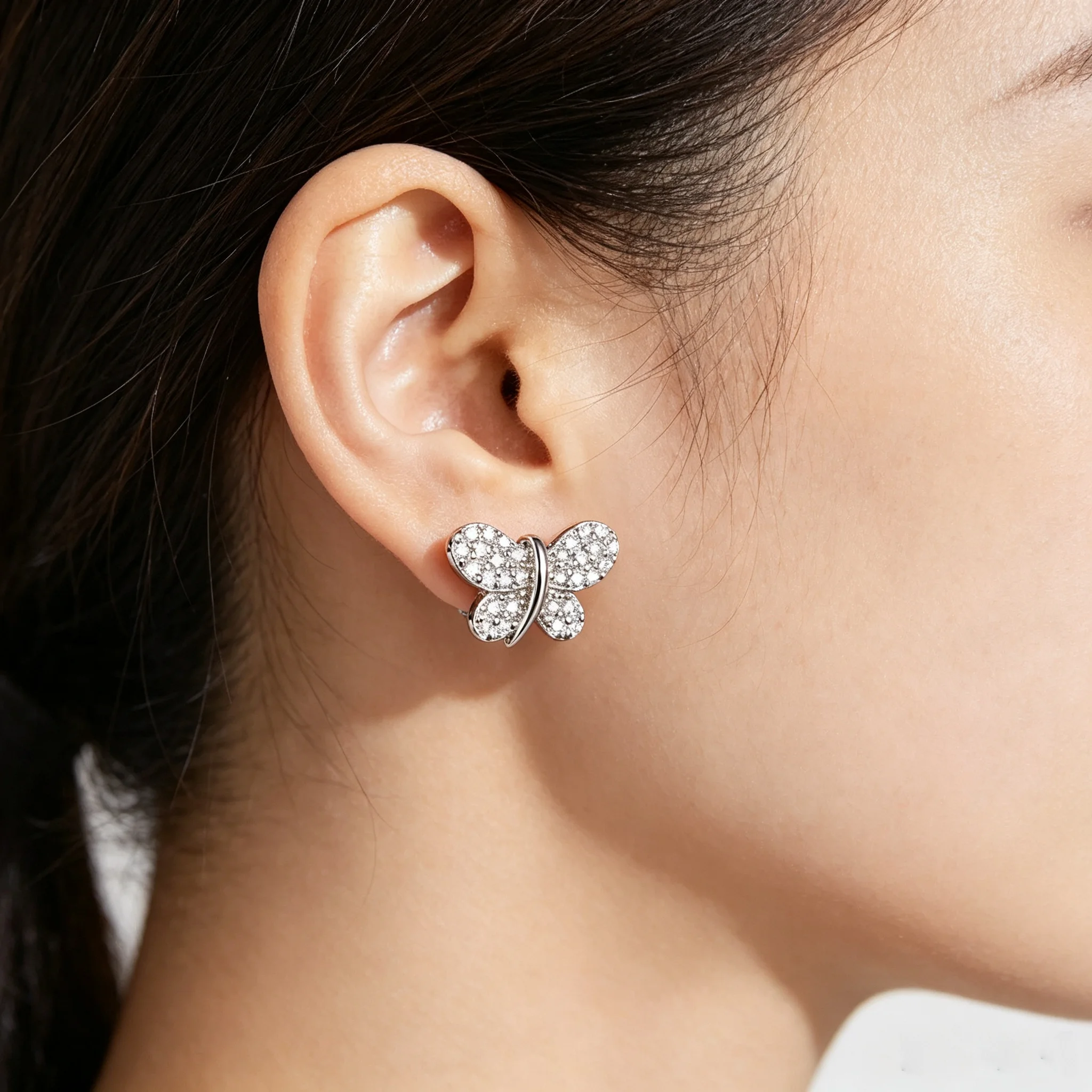 S925 Sterling Silver D Color Moissanite  Butterfly Stud Earrings for Women Screw Back  Party  Fine Jewelry Accessories Gifts