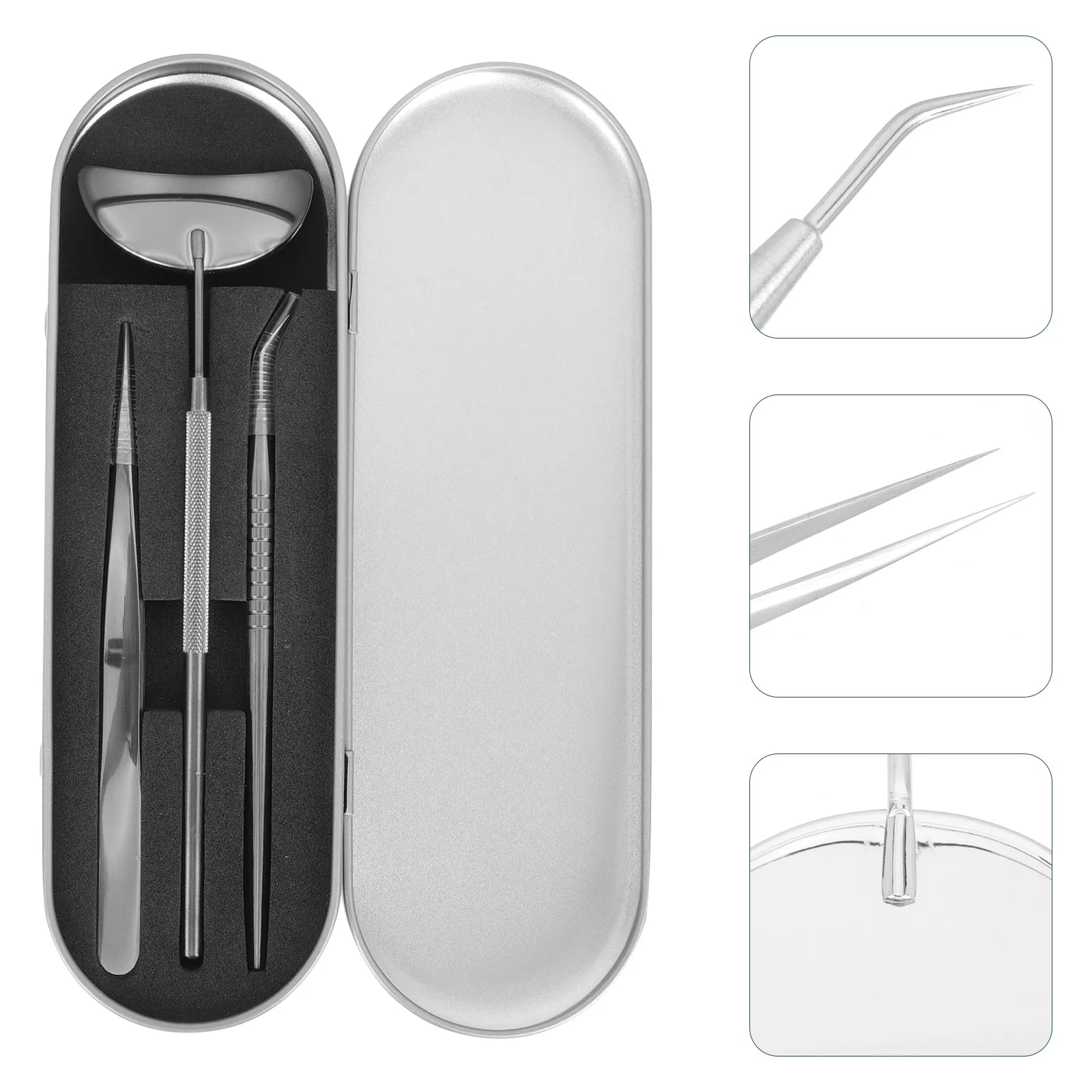1Set Eyelash Grafting Tool Set Premium Stainless Steel Tweezers Lash Pick Up Stick Smooth Edge Mirror Eye Beauty Assistant Kit