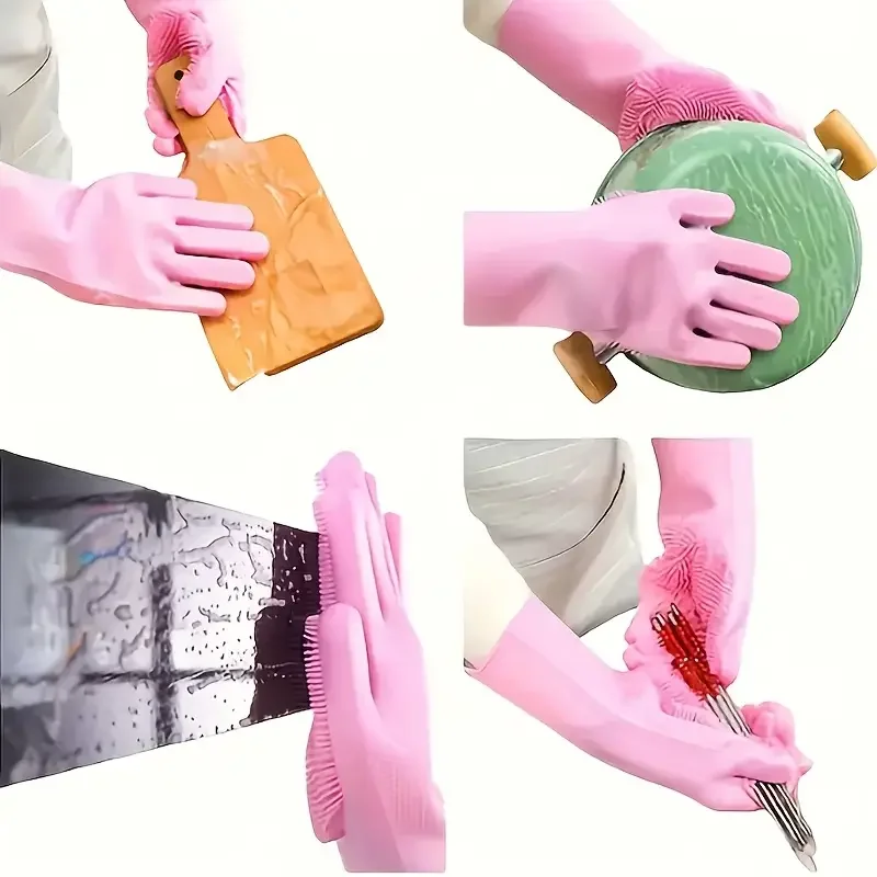 Multifunctional Cleaning Brush, Suitable for Kitchen Cleaning, Car Washing, Pet Bathing & Grooming Gloves, Silicone Gloves.