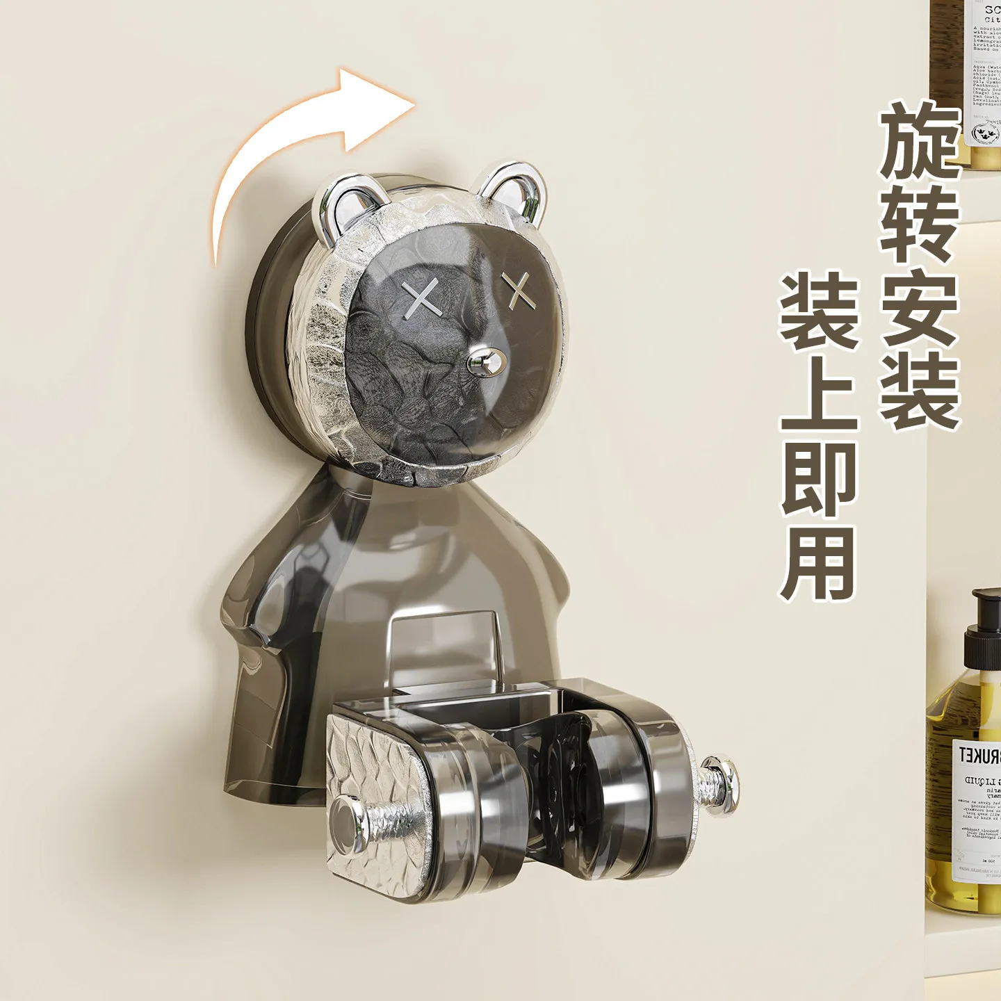 Bathroom shampoo artifact costs no waist! No punching shower bracket Adjustable nozzle hanging seat Microwave oven cleaner