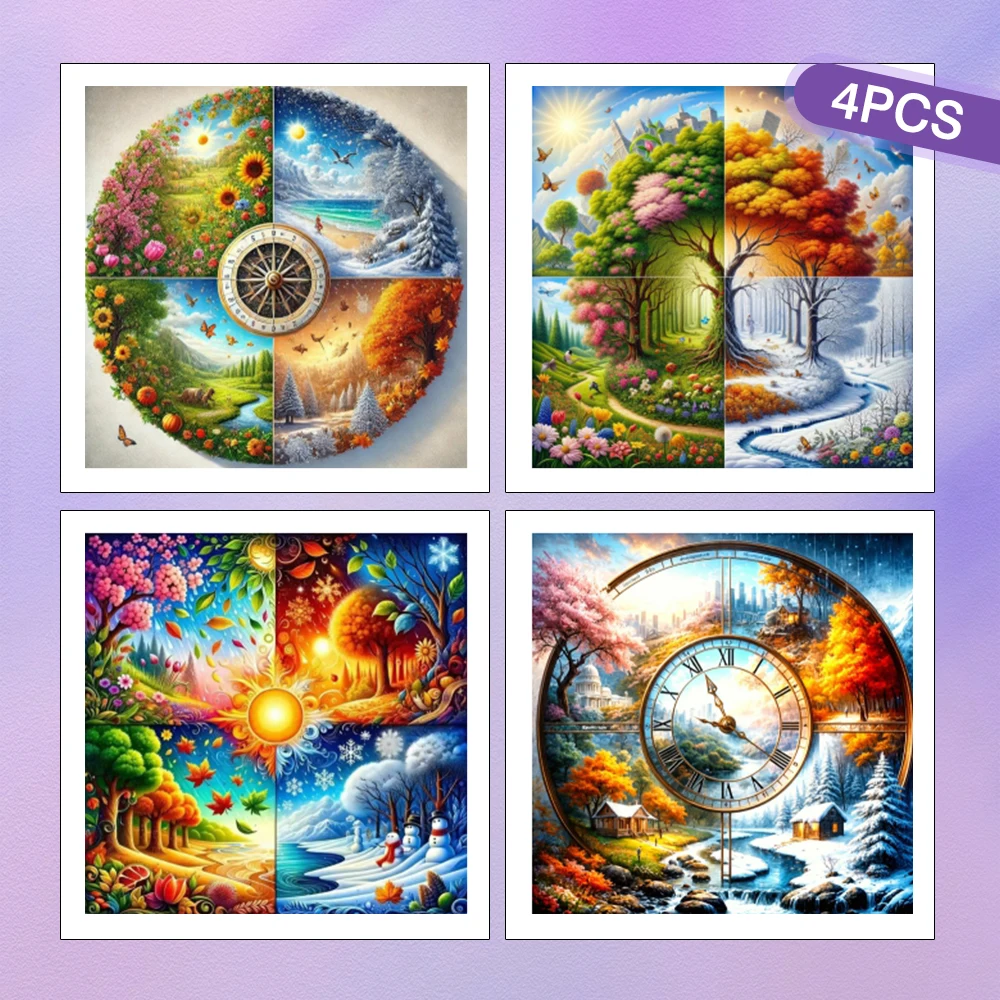 huacan-4-pcs-nova-pintura-diamante-2026-estacoes-paisagem-arvore-artes-e-oficios-mosaico-broca-redonda-natureza-cenario-parede-decorativa