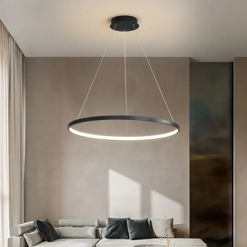 Nordic Minimalist Ring LED Pendant Light for Living Dining Room Kitchen Simple Chandelier Home Decoration Hanging Light Fixture