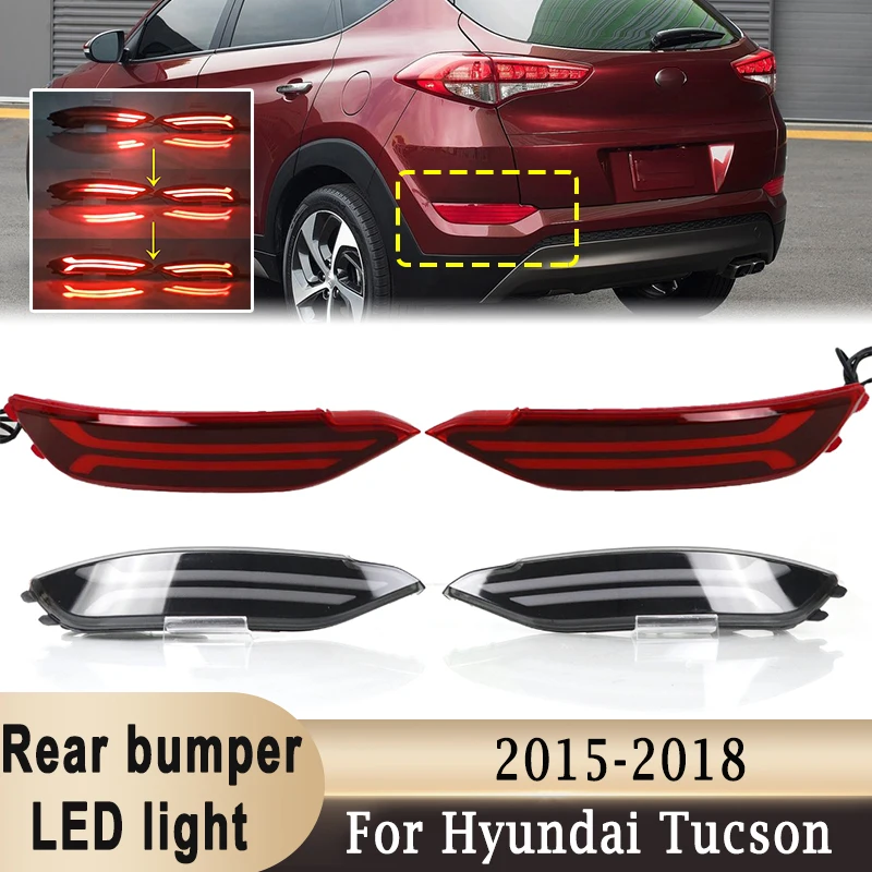 

Rear Bumper Reflectors LED Light Sequential Turn Signal DRL Running Light Driving Brake Stop Lamp for Hyundai Tucson 2015-2018