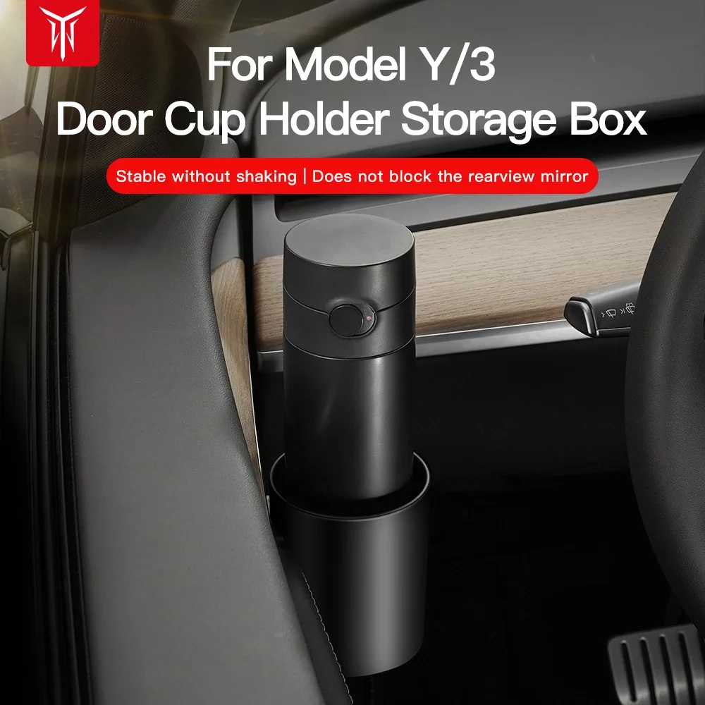 YZ 4 Pcs/Set Car Door Cup Holder For Tesla Model 3 Y Special Door Cup Storage Box Rack For Model 3 Model Y Car Door Cup Stand