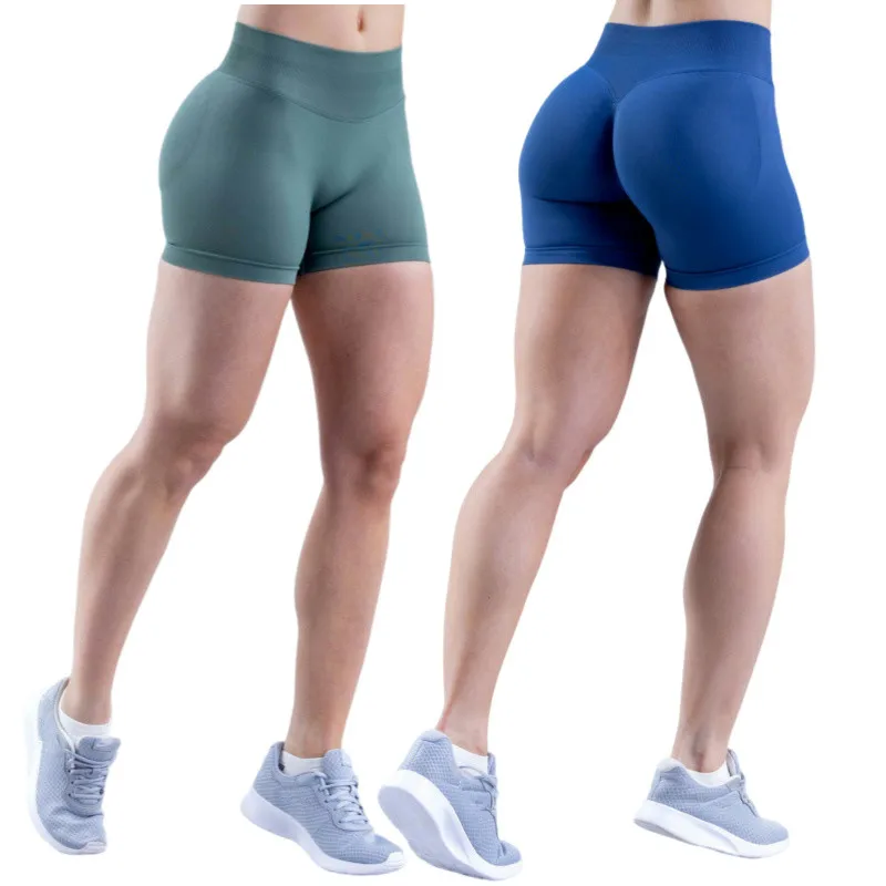 

Women Fitness Sports Biker 4.5" Low Ribbed Band Impact Shorts Workout Scrunch Butt Yoga Seamless Running Activewear Yoga Shorts