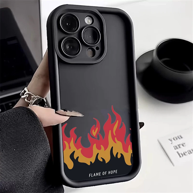 Case For iPhone 15 Cases iPhone 14 Pro Max Cases Red Flame Silicone Phone Case For iPhone 13 12 11 XS Max X XR 7 8 Plus 15 Cover