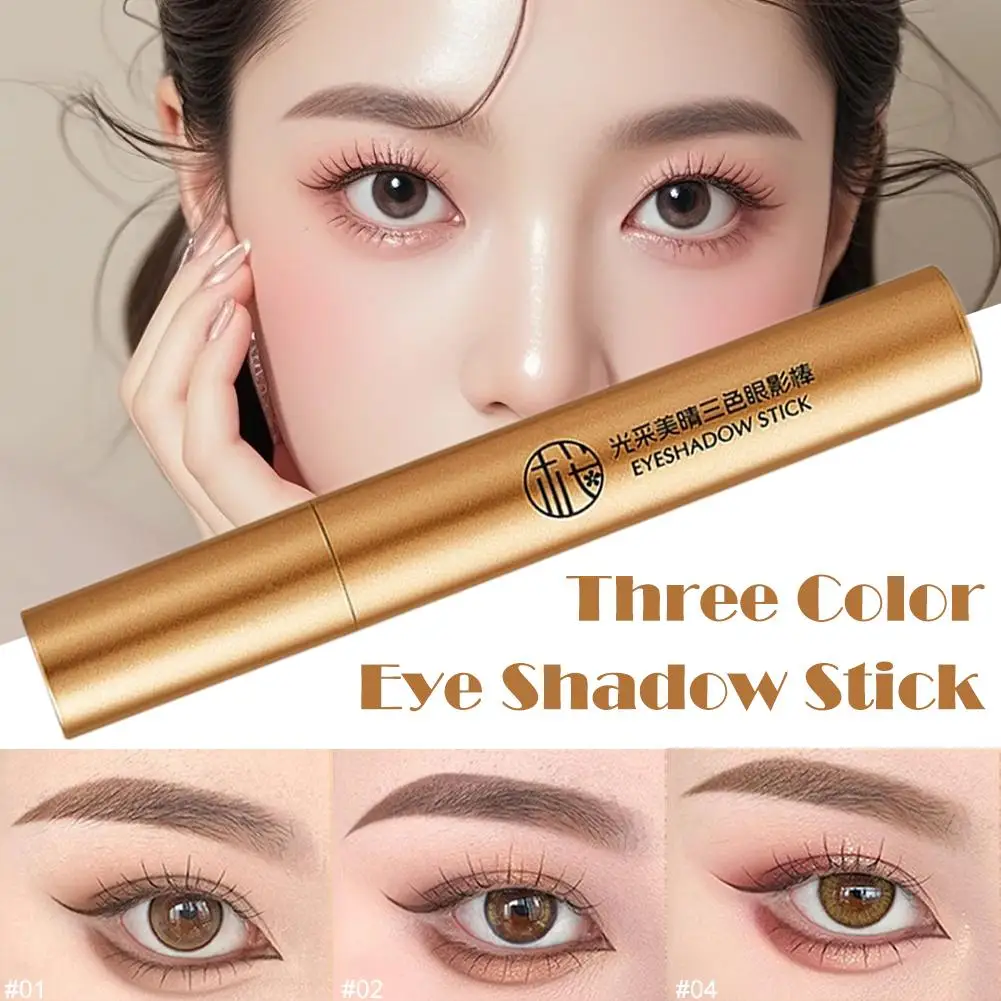 Glitter Eyeshadow Stick Three-Color Contouring Eyeshadow Makeup Stick Eyeshadow Pencil Eye Shimmer Eyeshadow Crayon H8O1