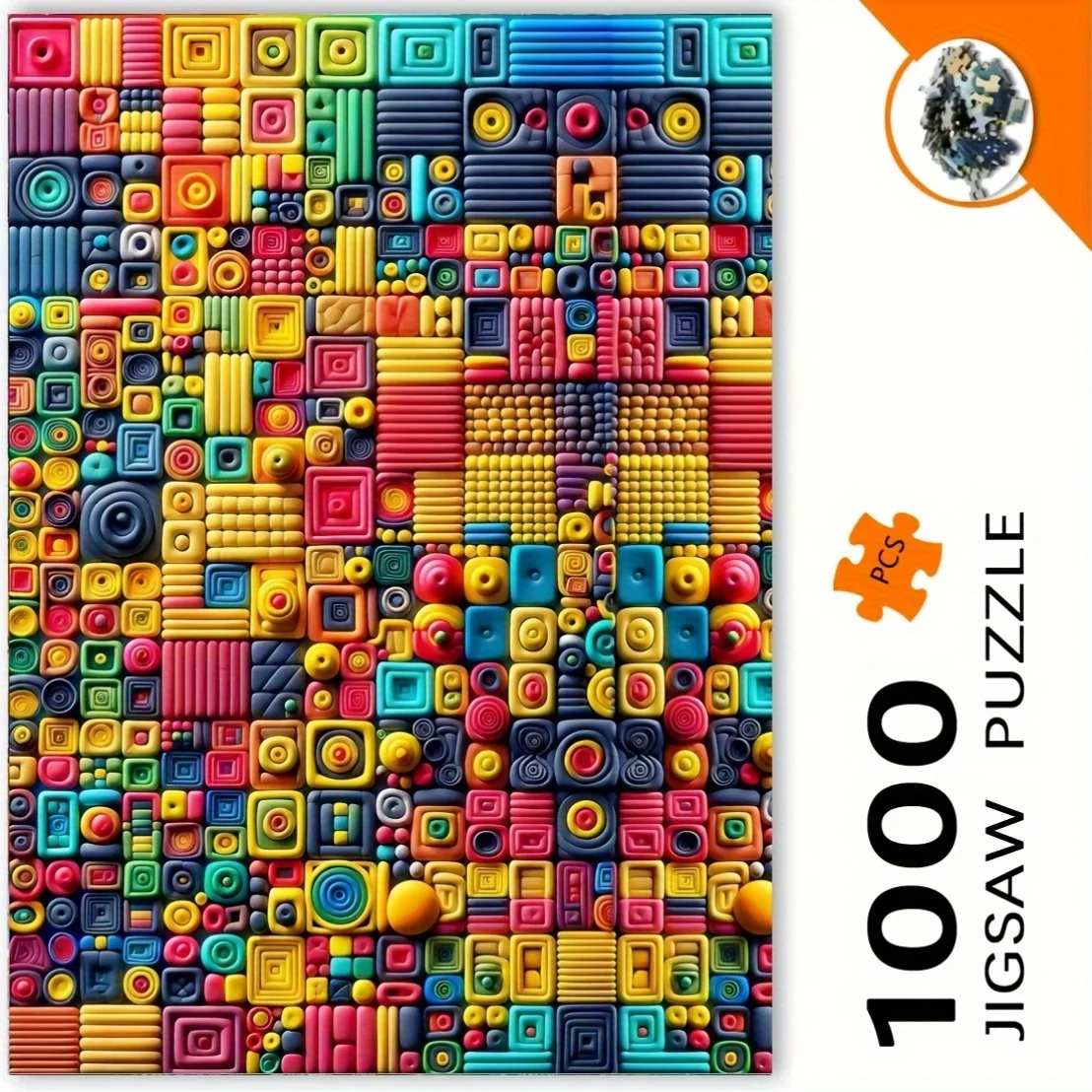 1000 stuks puzzelspel, doolhofkubus, wit rechthoekig ontwerp, puzzel voor volwassenen draagbare kubusvormige kunstdecoratie, ingelijste doe-het-zelf-kookplaat