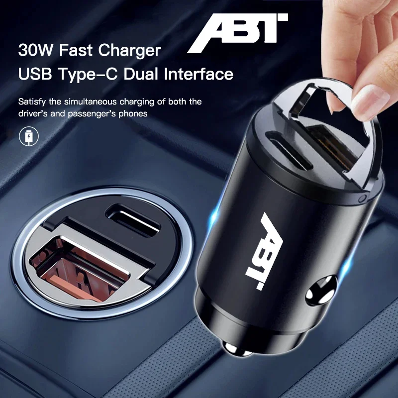 Car Cigarette Lighter Fast Charger Adapte USB PD Type-C Convert Plug For Audi ABT A6 A7 A4 Q5 Sline RS6 Free customization LOGO