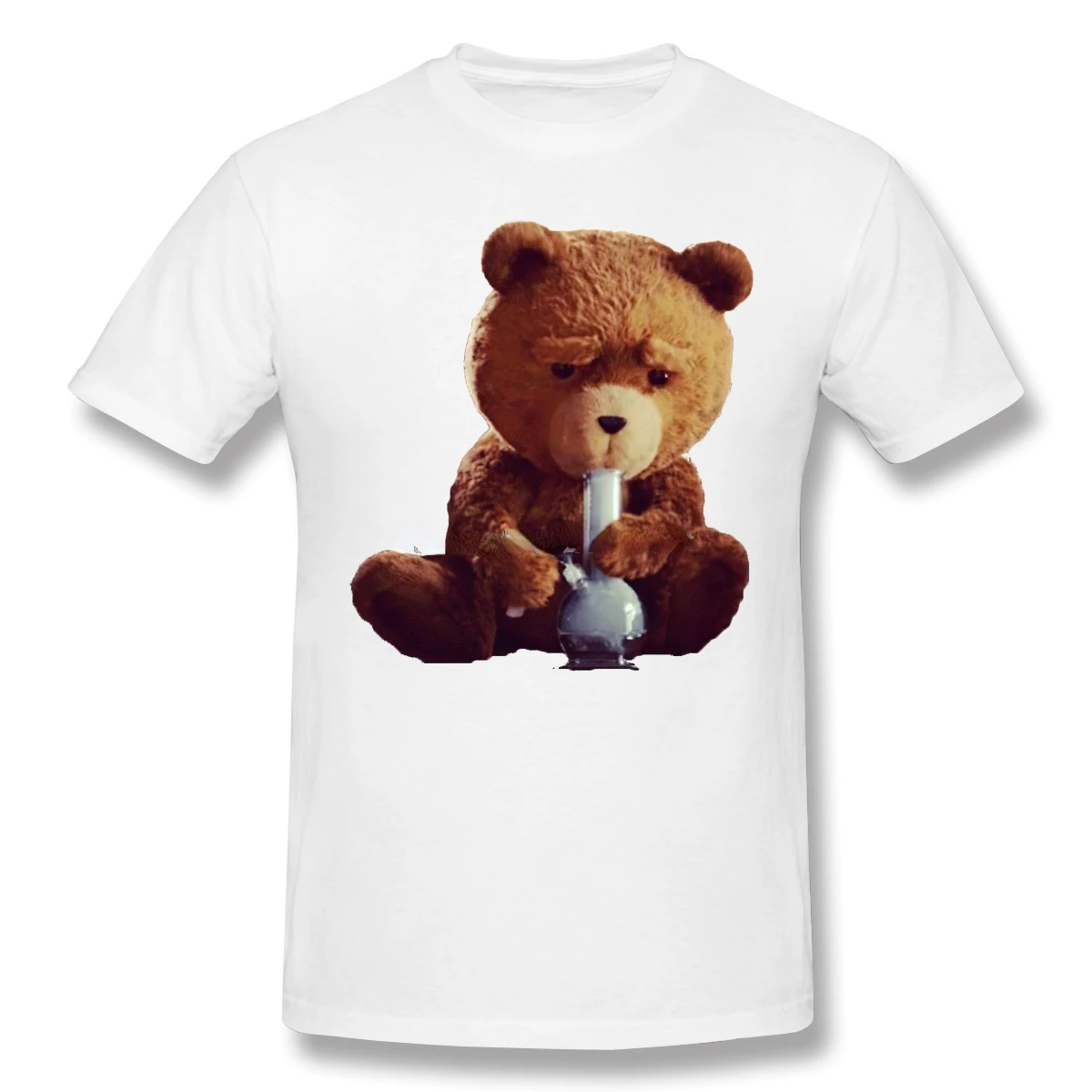 Kawaii Clothes Funny Cartoon Bear Smoking Bong Graphic Tshirts Summer Casual Fashion Male Female T-shirt Novelty Trend Tops Tee