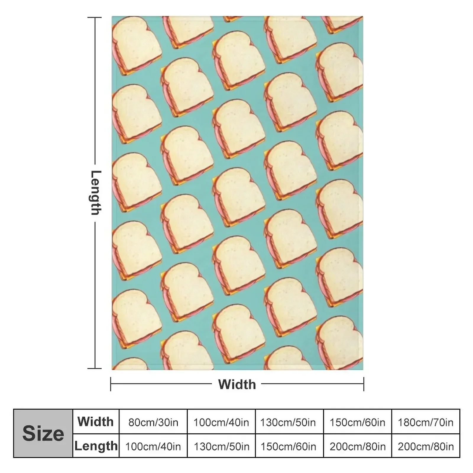 Bologna Sandwich Pattern - Blue Throw Blanket couch cozy soft plush fuzzy picnic outdoor blanket