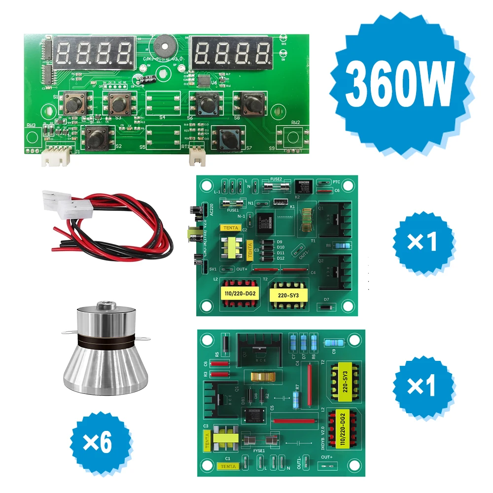 360W Ultrasonic Cleaner PCB Driver Boards Circuit Board Kit With 40KHz Ultrasounic Transducer