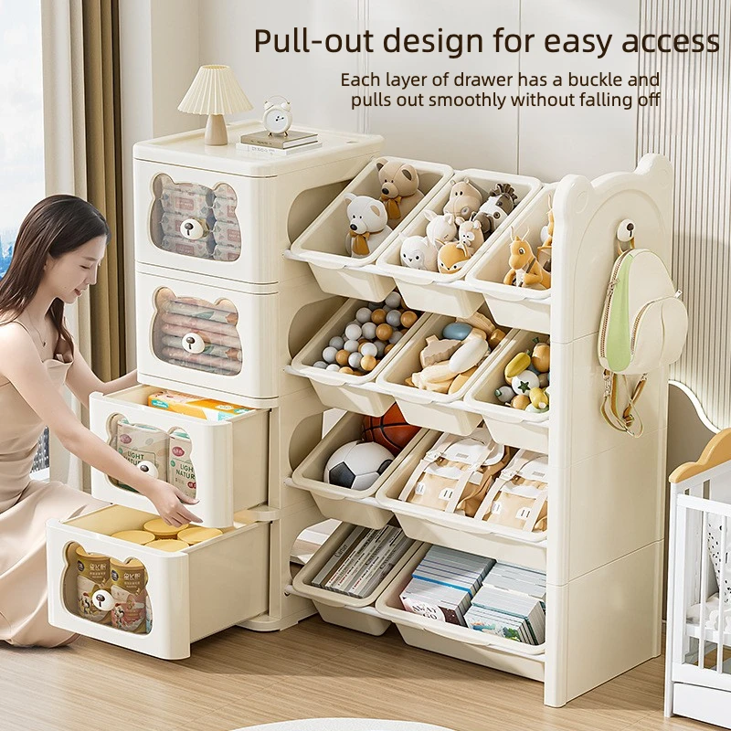 Large Capacity Multi-Layer Baby Combination Toy Storage Rack, Children's Organizer with Drawer Style Classification and Sorting
