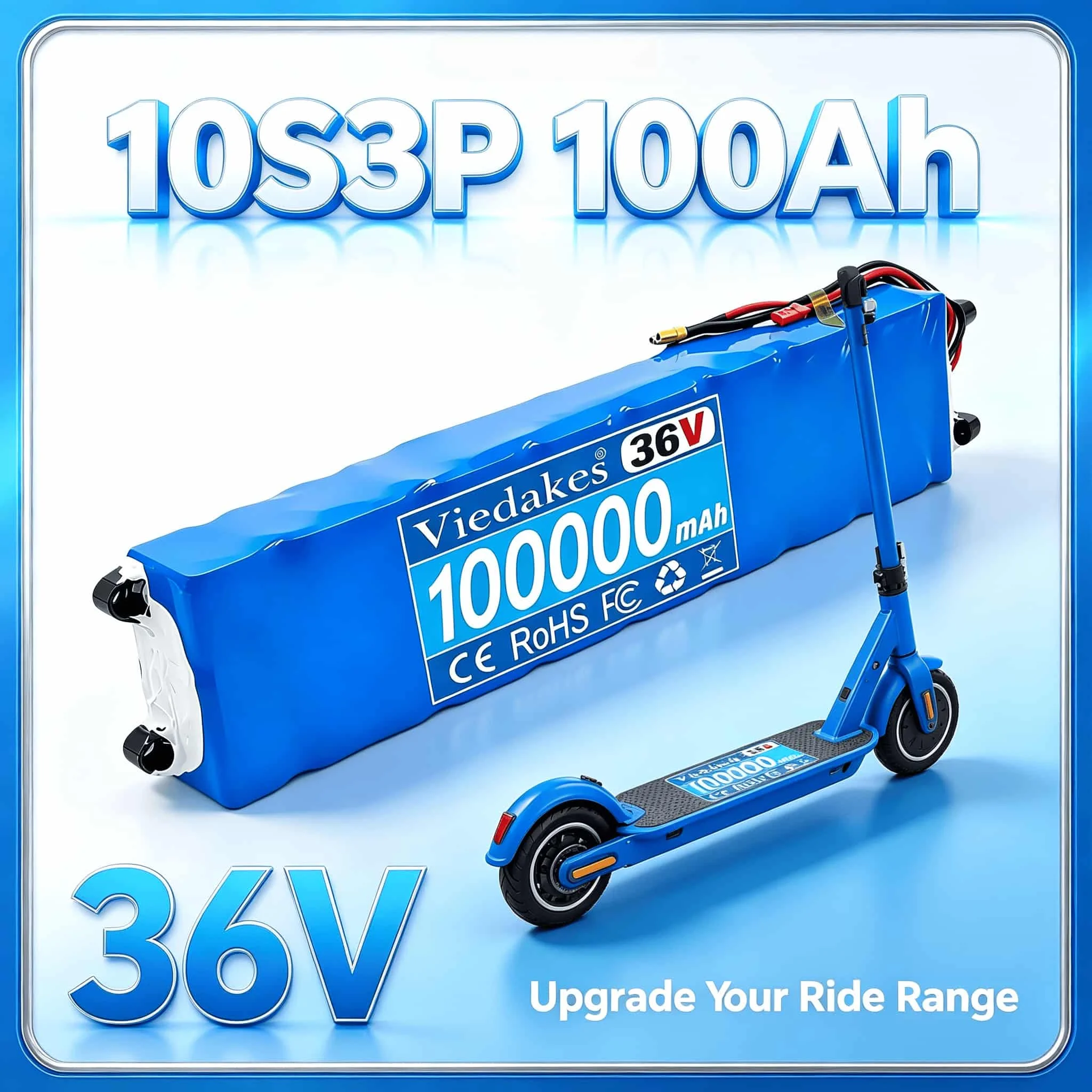 10S3P 36V Electric Scooter Battery 100Ah For Xiaomi M365 500W Scooter Multiple XT60 XT30 JST Connectors To Choose