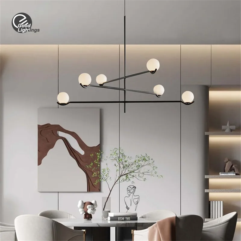 

Modern Glass Ball Led Ceiling Chandelier Black Gold for Bedroom Living Dining Room Table Pendant Lamp Lusters Luminaire Lighting