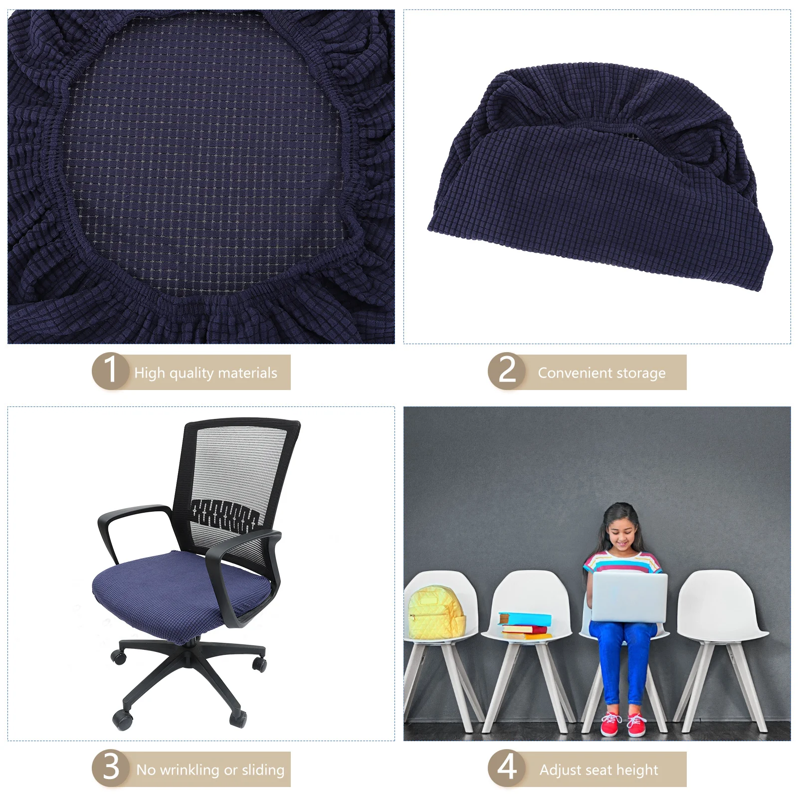 

1 pc Polyester Cover Seat Chair Protector For Office Kitchen Dining Room Wedding Stretchy Chair Seat Cushion Cover Decorative