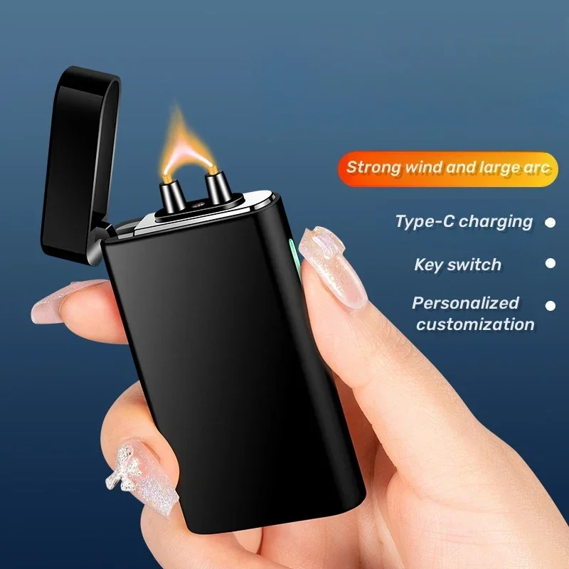 

High Power Arc Lighter Electric Outdoor Windproof LED Power Display Metal Lighter Type-C Charge Portable Men's Cigarette Igniter