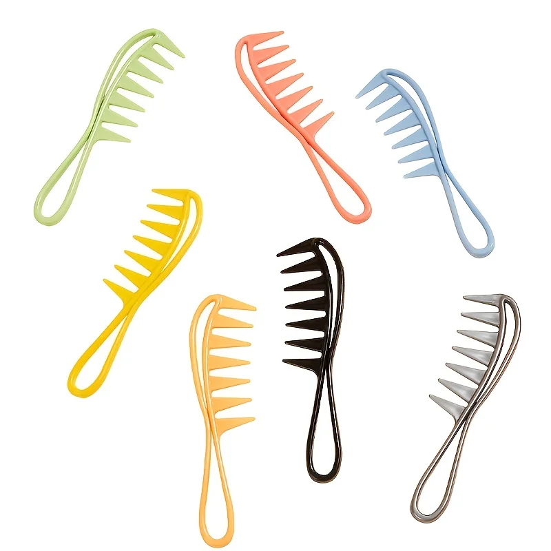 WANMEI Hair styling candy-colored wide-tooth comb, men's retro slick-back comb, home-use hollow comb, fish-tooth comb