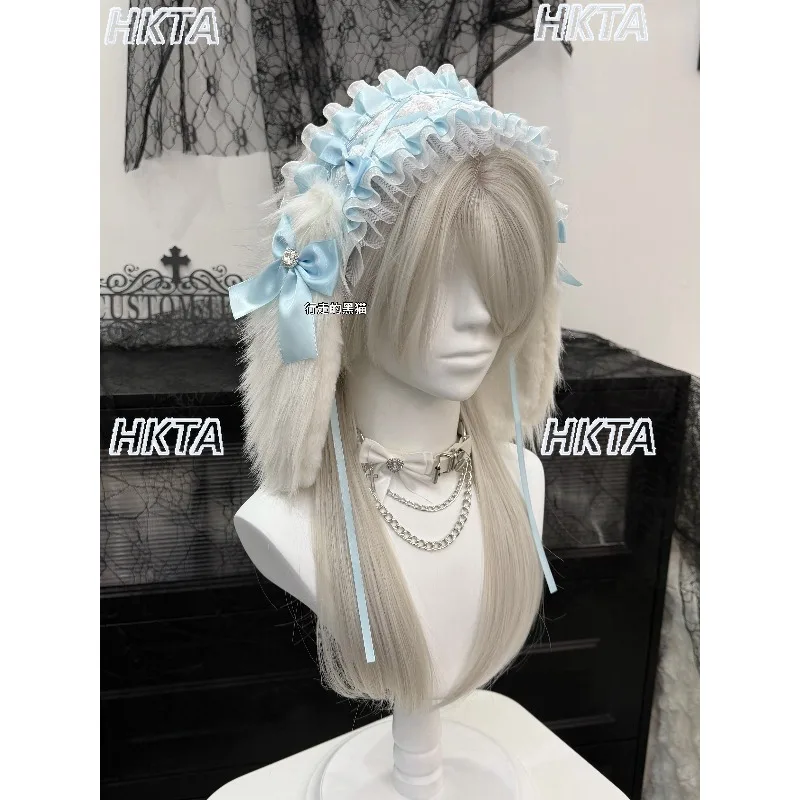 Original Rabbit Ear Headband Y2k Cute Lop-eared Rabbit Bow Sweet Girl Ancient Lolita Sweet Kawaii Ruffles Headband Accessories