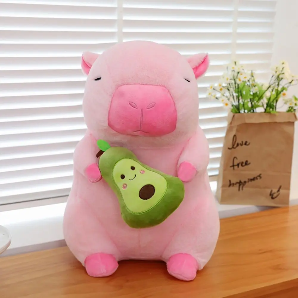 PP Katoen Avocado Capibara Knuffel Simulatie Pluizige Capybara Pluche Pop 30 cm Roze Capibara Anime Pluizig Speelgoed Home Decor