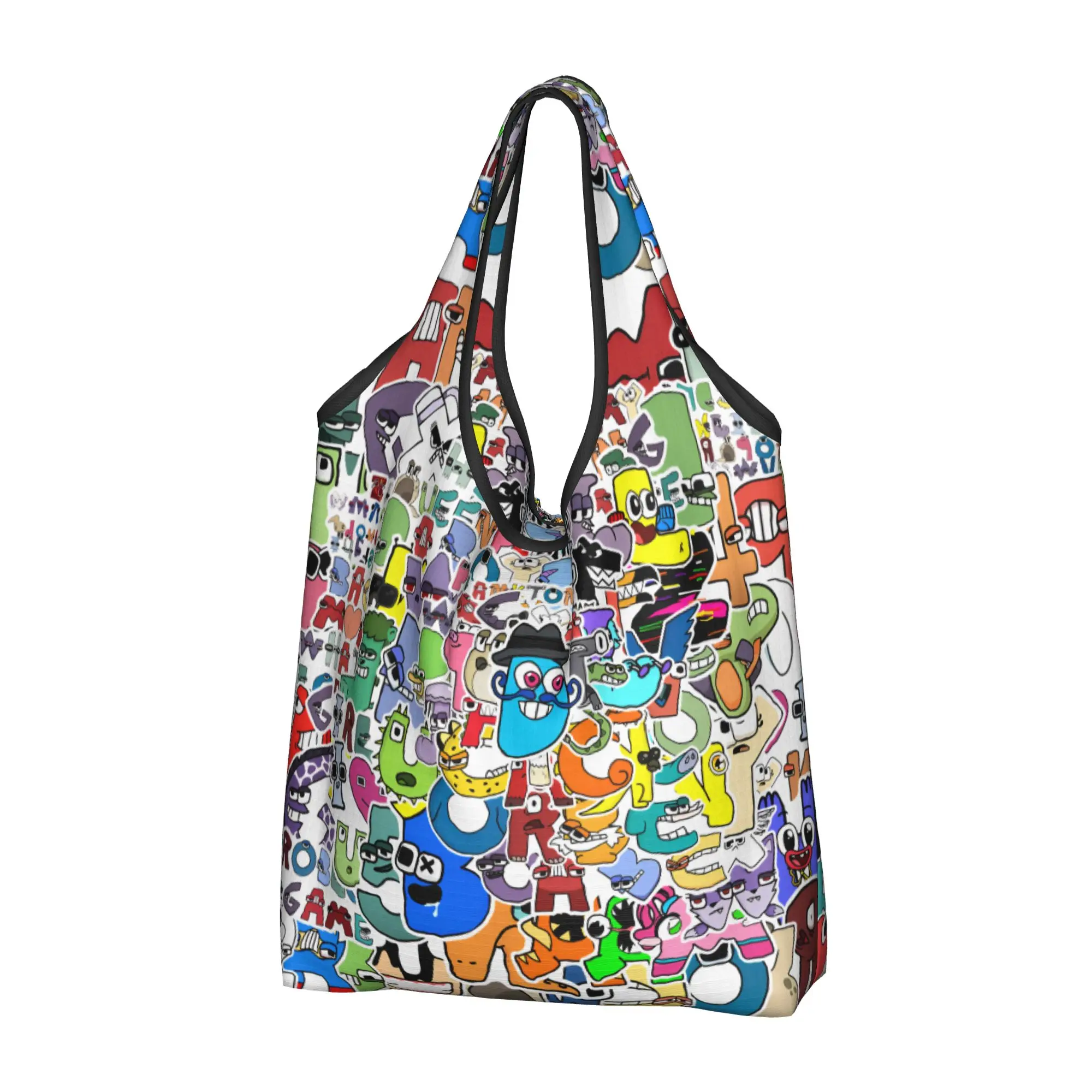 A-Alphabetes Hot Cartoon Grocery Shopping Bags Fashion Shopper Shoulder Tote Bags Large Capacity Portable Classic Handbag