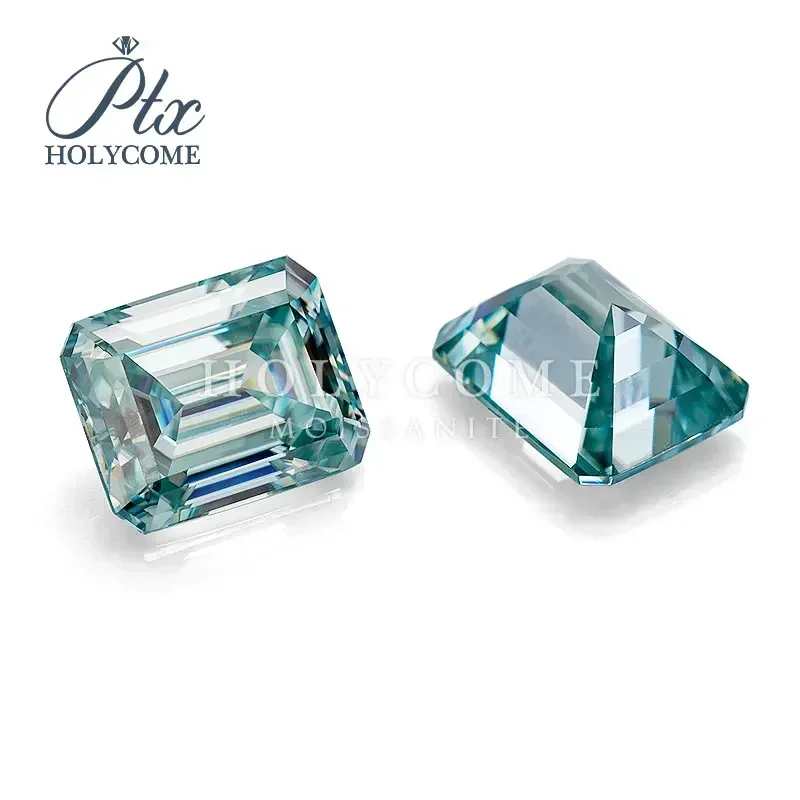 Aqua Blue VVS1 3x5-10x12mm Emerald Cut GRA Girdle Moissanite Diamond Loose Stones Charms Diy Loose Beads