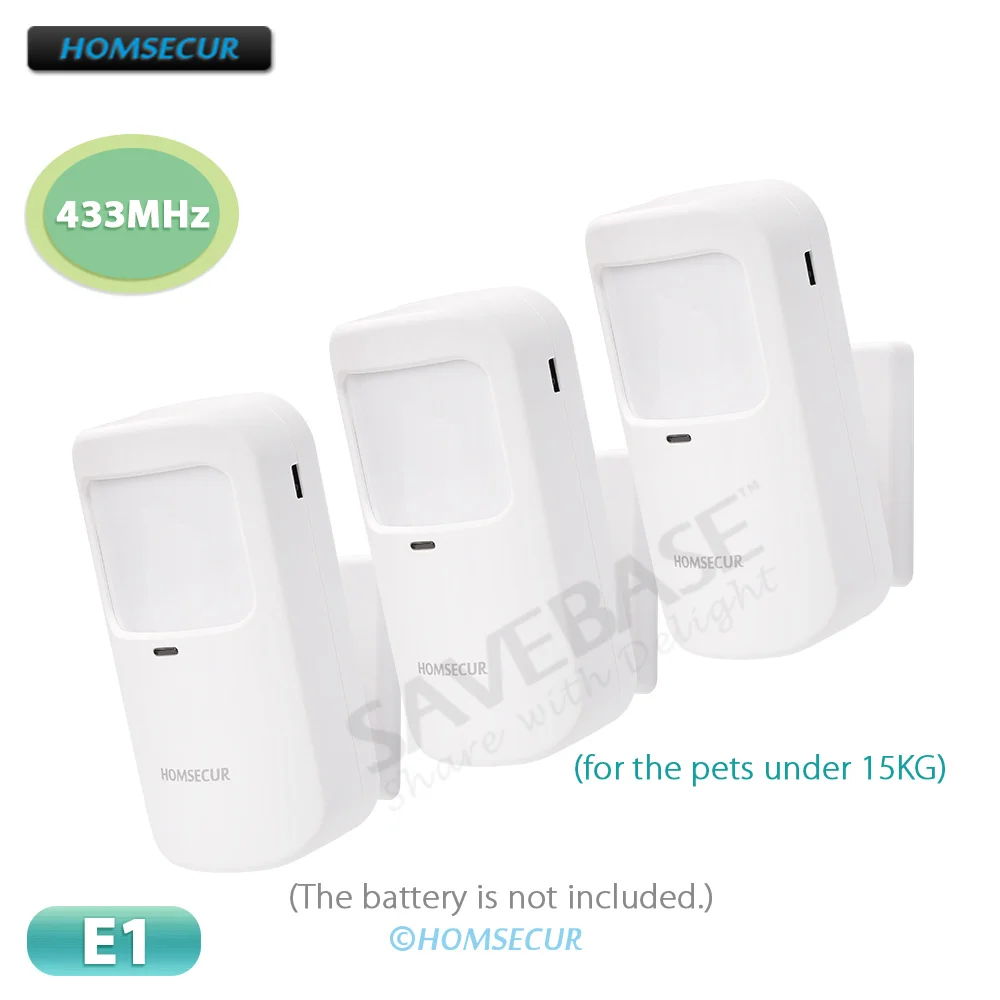 

1Pc/3Pcs Optional E1 433MHz Wireless Pet Friendly / Pet-Immune PIR Low Power Alert for HOMSECUR 4G Tuya WiFi Home Security Alarm