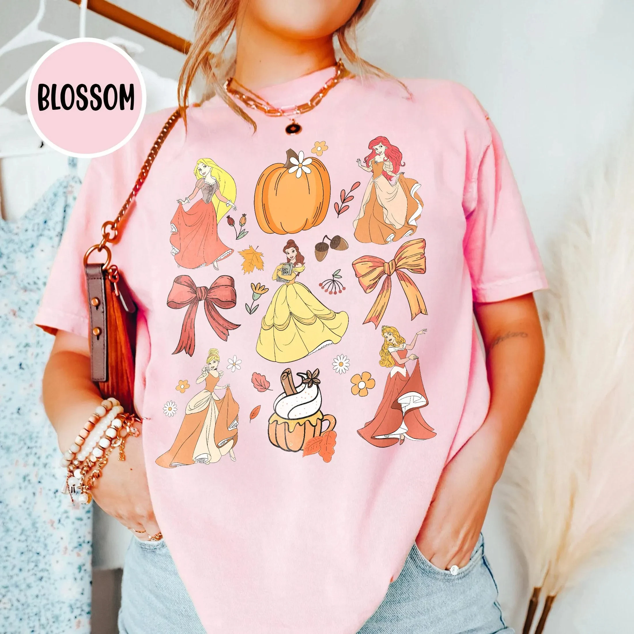

Bows Disney Princess Fall Vibes Shirt Pumpkin Spice Spooky Season Shirt Disneyland Halloween Fall Shirt Sweatshirt Girls Trip