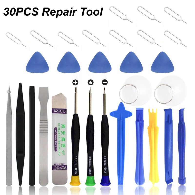 30PCS Kit Set Mobile Phone Repair Cell Phone Opening Pry Screw Screwdriver Set For Samsung Xiaomi MI Huawei iPhone Repair Tool