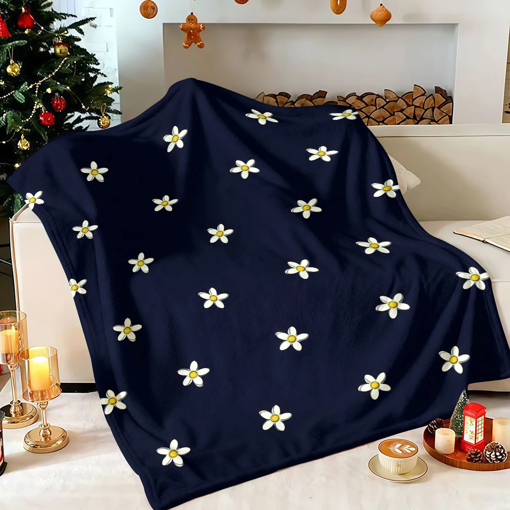 Peach Daisies Design Velvety Luxuriously Soft Christmas Throw Blanket Perfect Addition to Any Bedding Set Collection