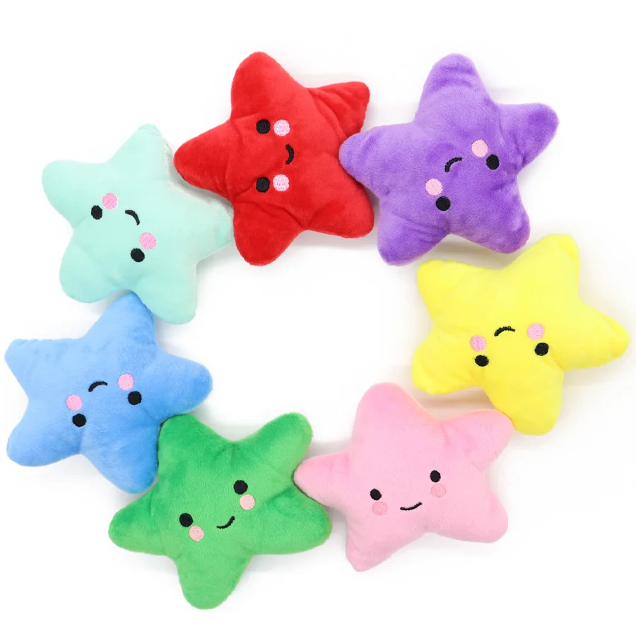 7PCS/Pack Pet Bite Squeaky Toys Smile Star Cute Stuffed Toys for Small Medium Dogs Puppy Biting BB Sound Chew Squeaker Plush toy