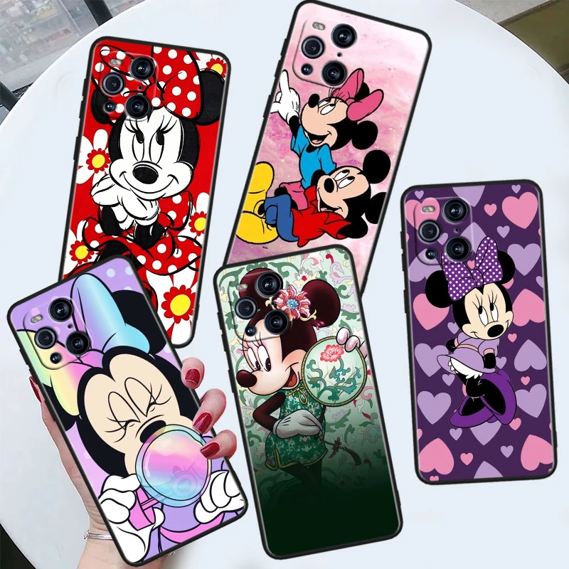 

Mouse Minnie Disney For OPPO Find X6 X5 X3 X2 F21S F21 Pro Lite Neo Black Silicone Fundas Soft Cover Capa Phone Case