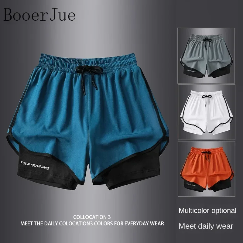 2026 Outdoor Hiking Running Pants Summer Cycling Camping Popular Anti Glare Double Layered Sports Gym Shorts Men Couples Fitness