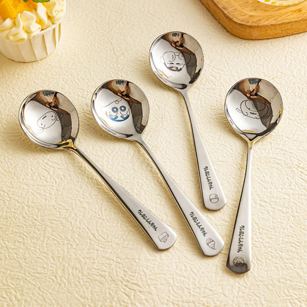 

Ложка с карандашом, милая мультяшная оригинальная столовая ложка из нержавеющей стали 304, круглая головка, модная детская ложка с длинной ручкой