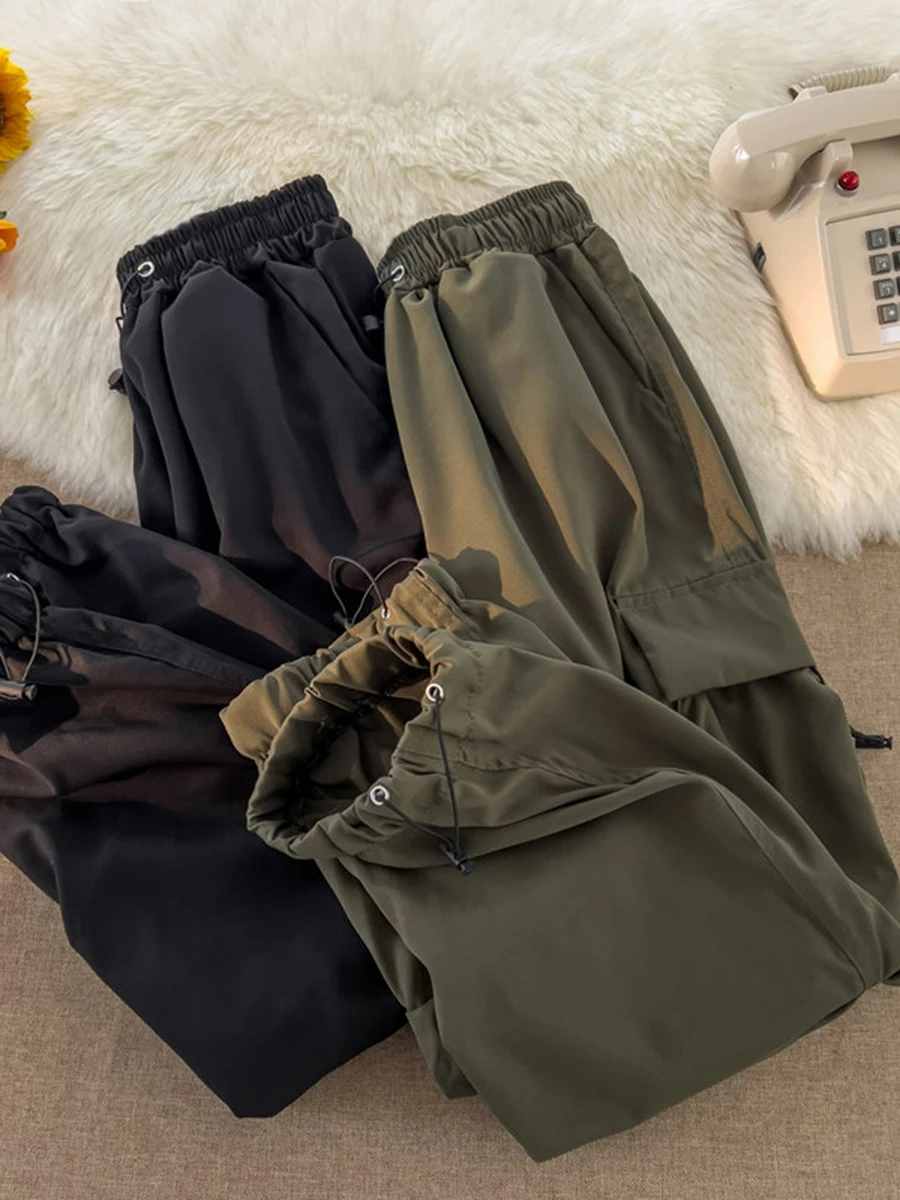 

Loose Men's Workwear Pants High Street Hip Hop Trousers Dstring Cuffed Sweatpants Casual Loose Fit Youthful Sle