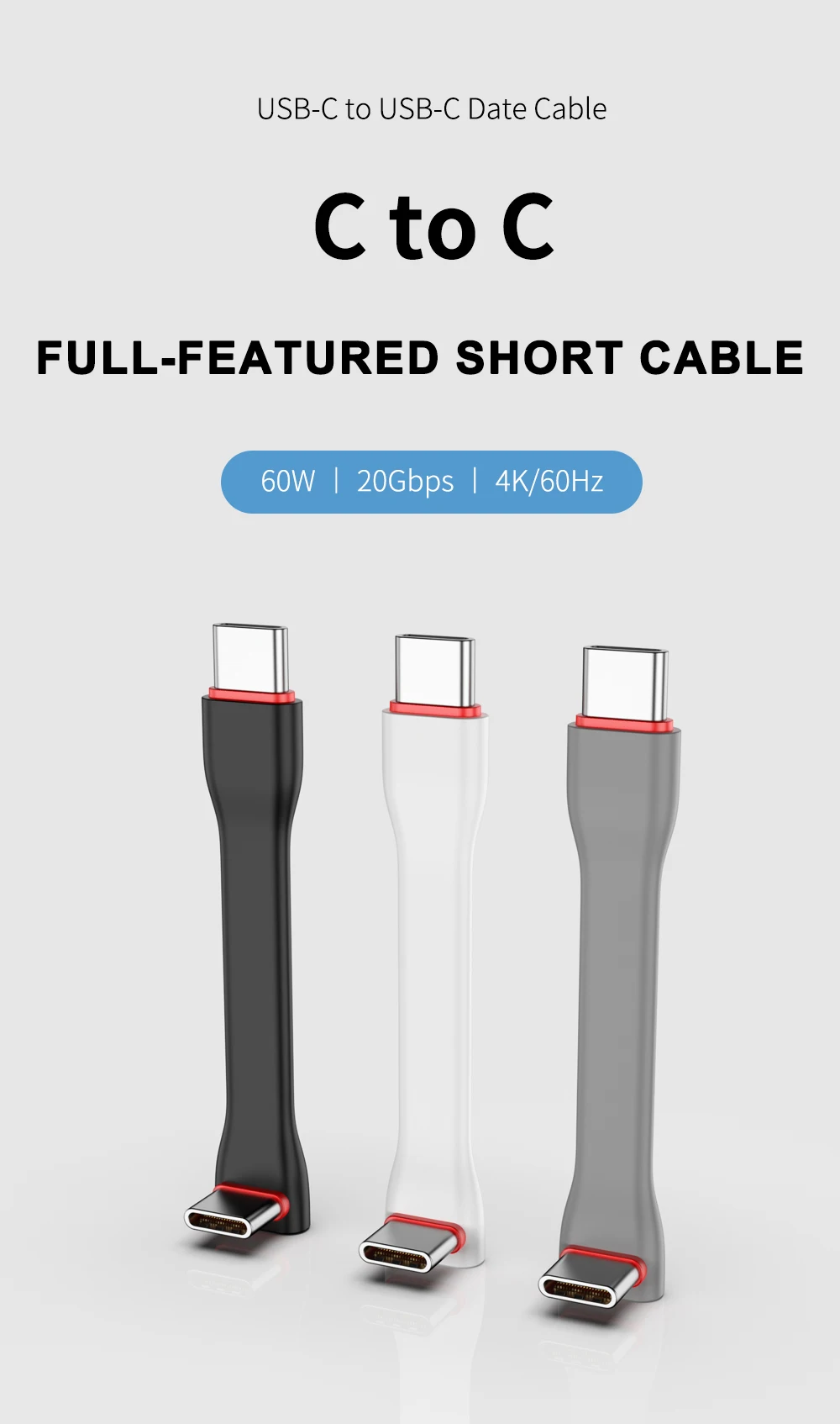 20 Gbit/s 90 ° USB-Kabel C auf C PD 3A 60 W 75 mm Mobile Power Typ C-Kabel für iPhone 16 15 Pro Max MacBook Power Bank Tablet iPad – Detail 8