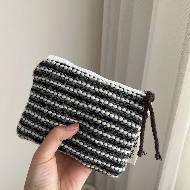 

Vintage Style Mini Wallet Retro European Checkered Striped Design Coin Purse for Cash Lipstick Small Women's Wallet Card Pouch
