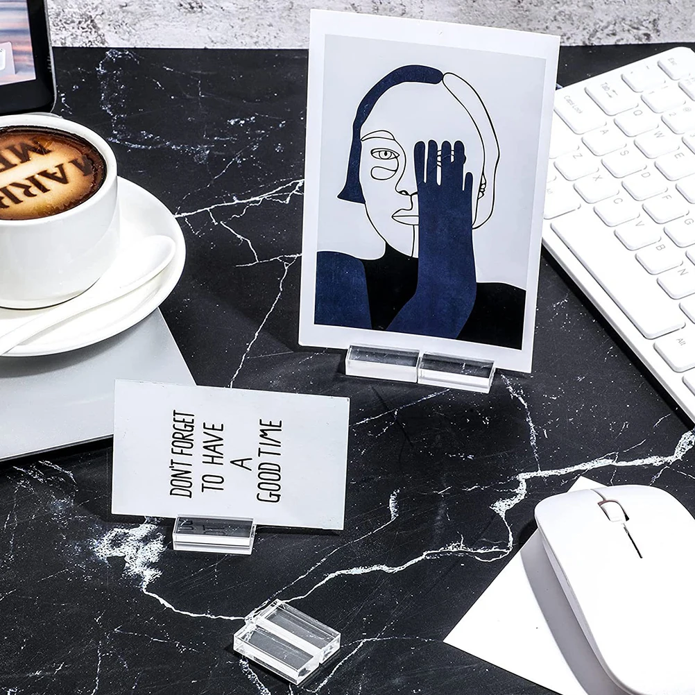 

12 pcs Acrylic Business Card Holder Table Number Stand Place Display Stable Desktop Wedding Banquet Restaurant Office for Photos