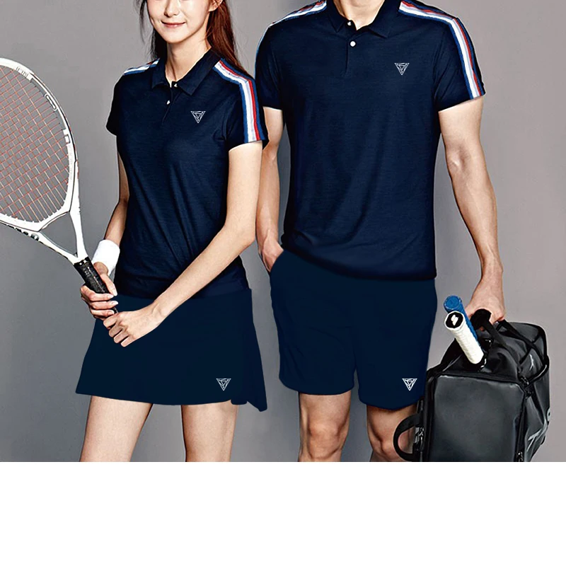 Quick-drying collar short-sleeved tennis shirt suit for men and women Golf clothing Polo tennis clothes badminton sportswear