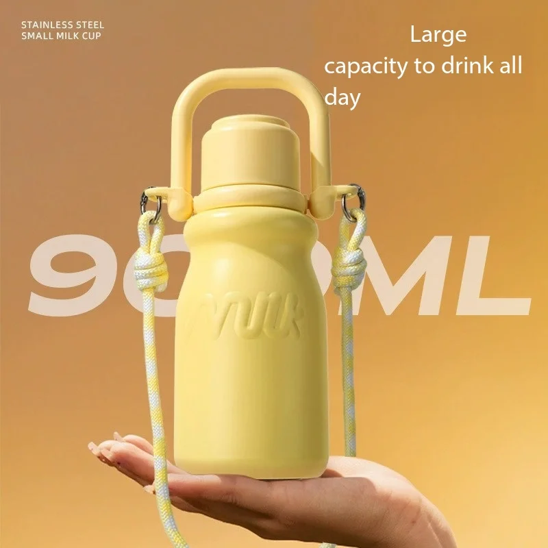 Home High-looking thermos cup for women 316 stainless steel liner portable large-capacity water outdoor kettle can carry straw