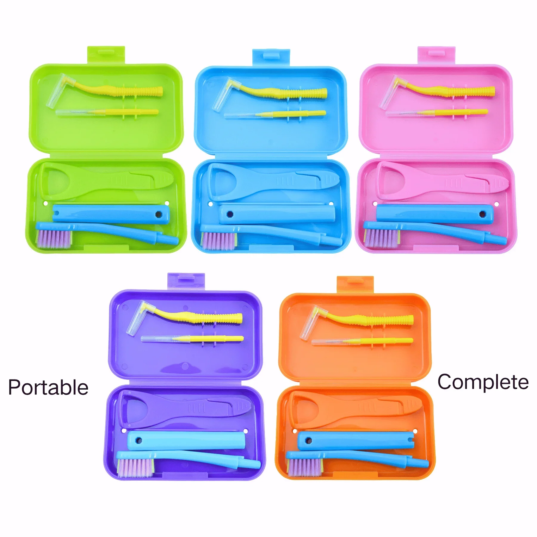 Dental Cleaning Care Kits Portable Toothbrush Box Orthodontic Oral Hygiene Tools Travel Toothbrush Tongue Scraper Storage Case