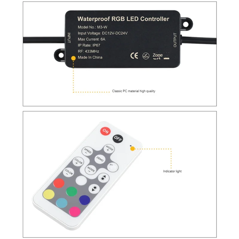 

A31R-RGB LED Controller Dimmer Black ABS RGB Colorful LED Light With Light Bar Lamp Controller Dimmer
